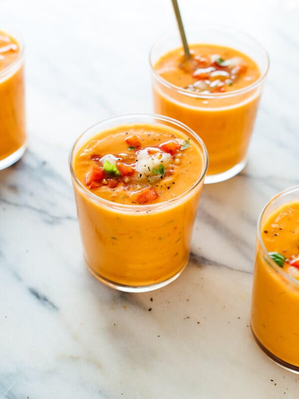This gazpacho recipe is the best! It's a refreshing summertime soup, perfect for your garden tomatoes and cucumber. Vegan and gluten free. cookieandkate.com