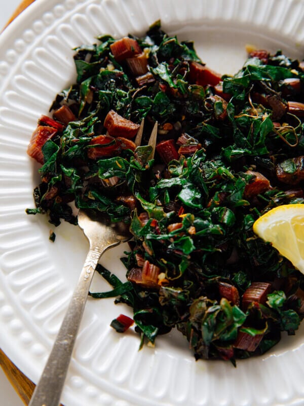 cooked swiss chard on plate