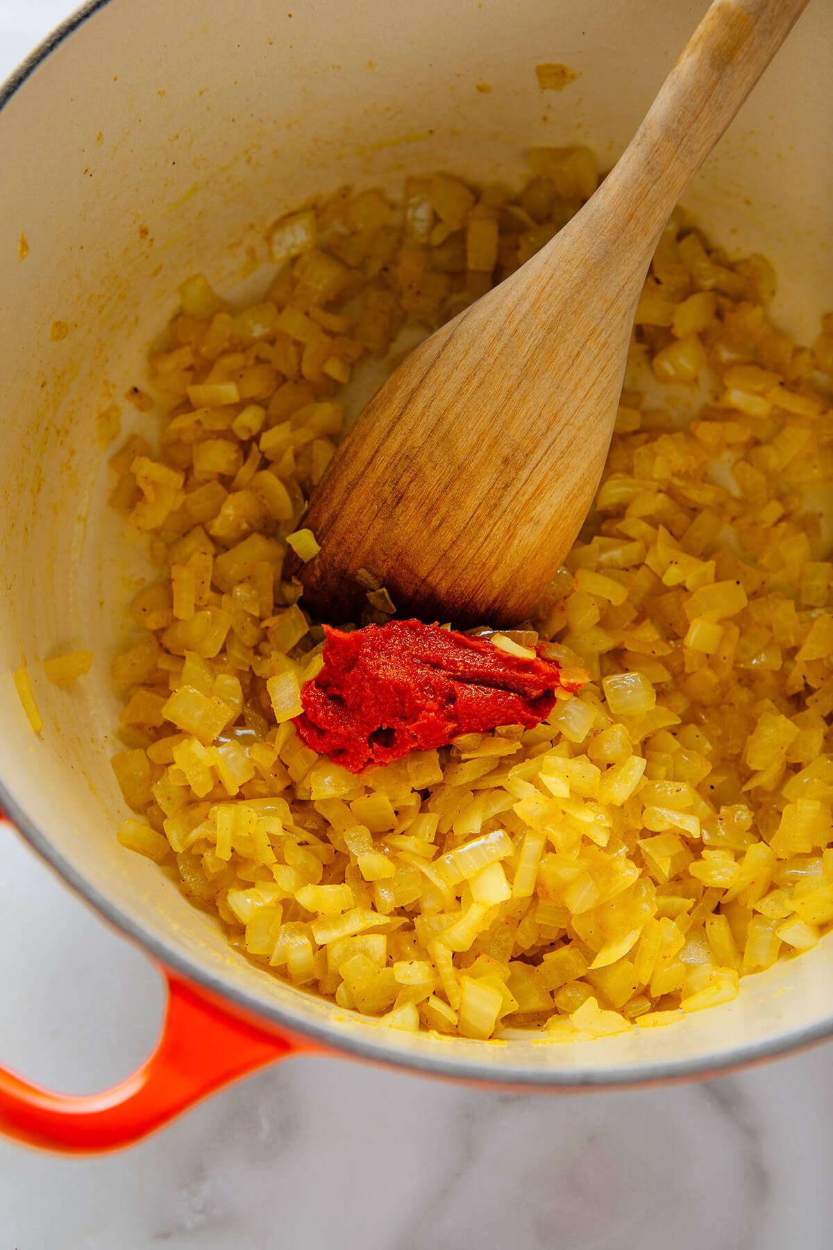 saut&eacute;ed onions with tomato paste